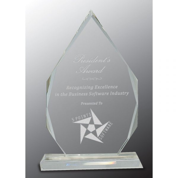 10 1/2" Crystal Diamond Award on Clear Pedestal Base