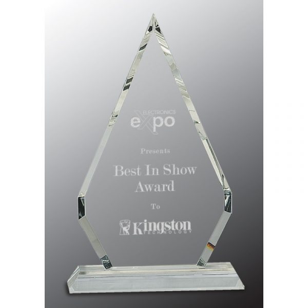 10 3/4" Crystal Diamond Award on Clear Pedestal Base
