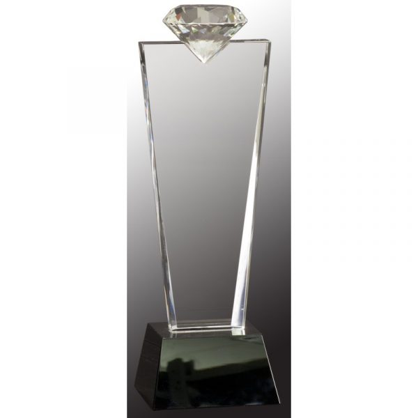 11" Crystal Diamond Top Award on Black Pedestal Base