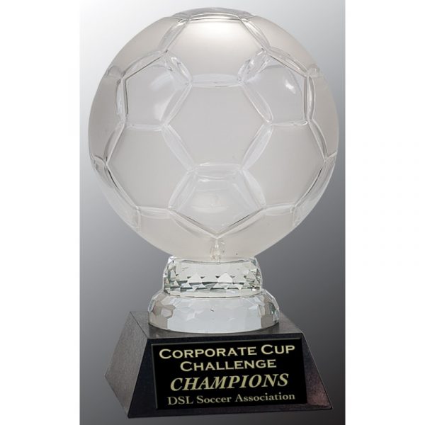 12" Glass Soccer Ball with Marble Base