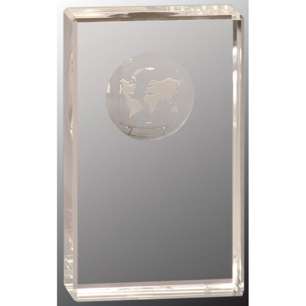 Crystal Rectangle with Globe Acrylics and Glass