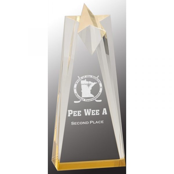 3 1/2" x 6" Gold Sculpted Star Acrylic Award