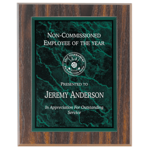6" x 8" Green Marble Acrylic Plaque Plate