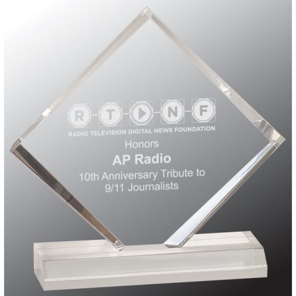 3 1/2" x 3 1/2" Jade Diamond Jewel Beveled Acrylic Blank Award