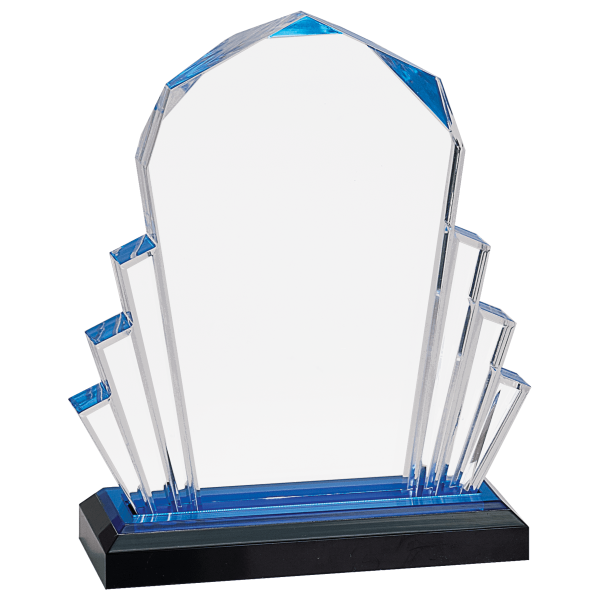 6" x 8" Blue Faceted Impress Acrylic Award