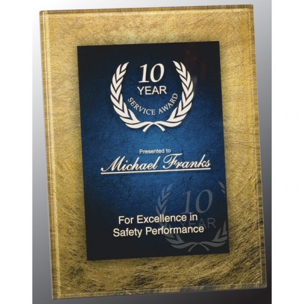 7 3/4" X 9 3/4" Gold/Blue Acrylic Art Plaque with Easel/Hanger