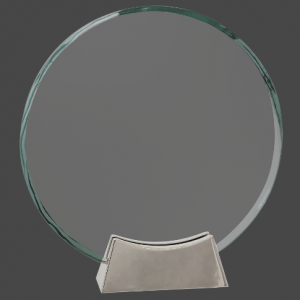 6 1/4" Round Platinum glass with full metal base
