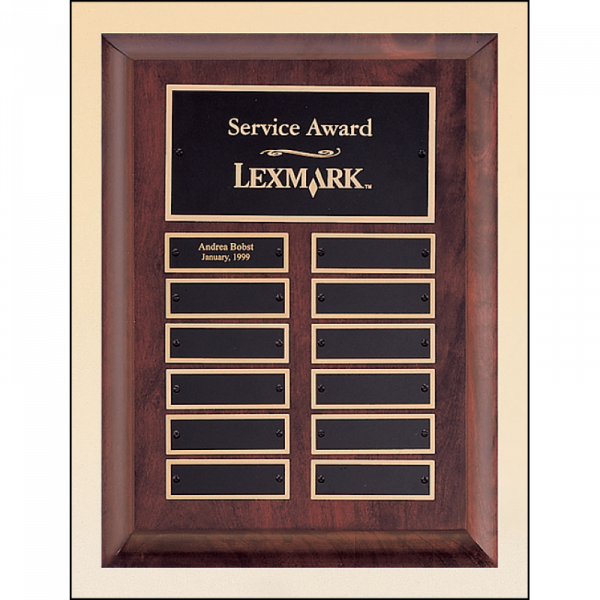 Cherry Finish Wood Perpetual Plaque 12 Plates
