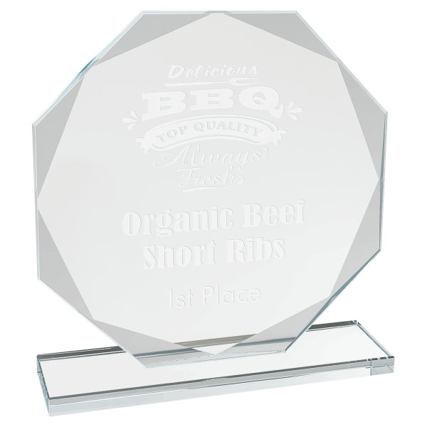 7 1/2" Octagon Clear Glass Award
