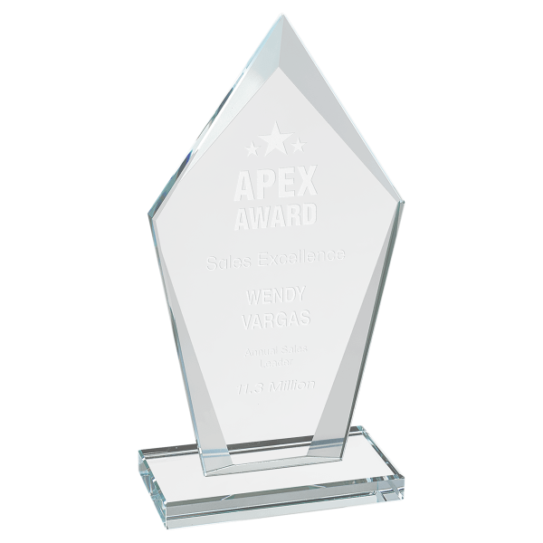 6 3/4" Diamond Clear Glass Award