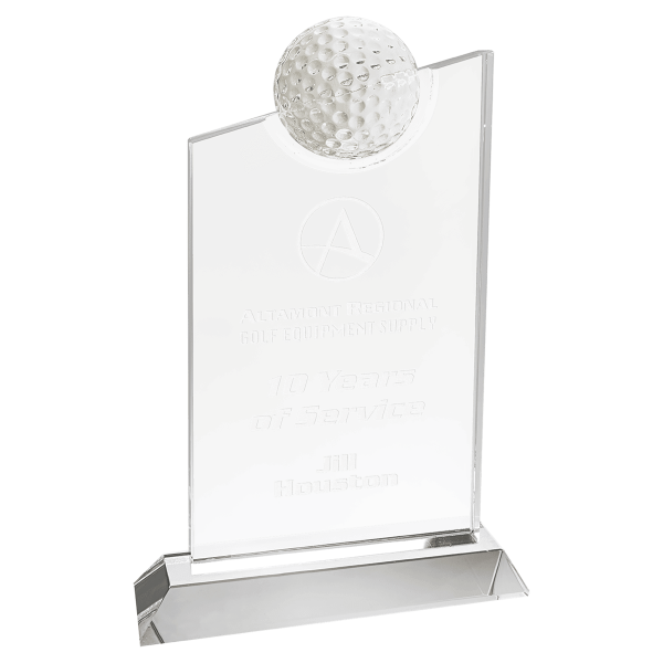 8 1/4" x 4 3/4" Crystal Slant Golf Tablet Award