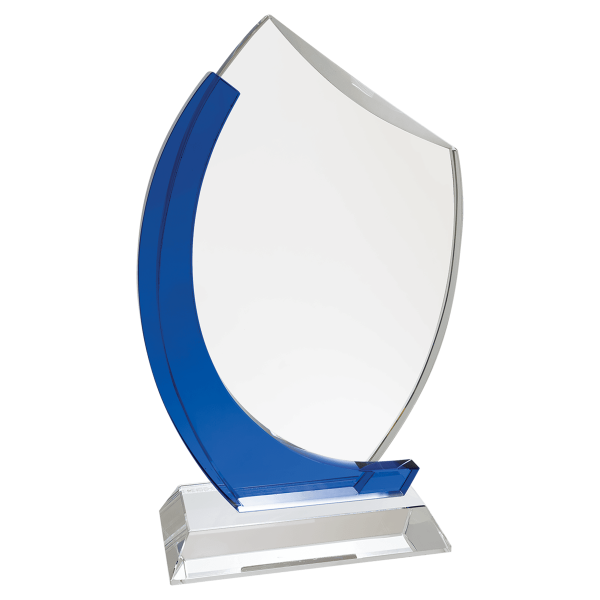 Clear/Blue Crystal Slanted Oval Award on Clear Base - Image 2