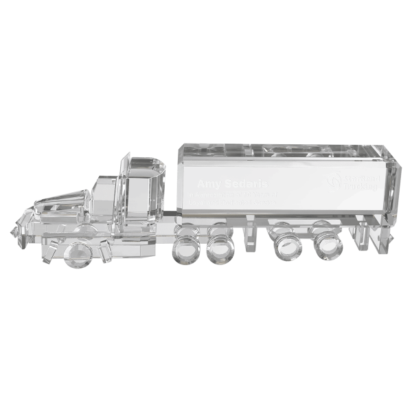 7" x 2 1/4" Crystal Semi Truck Award