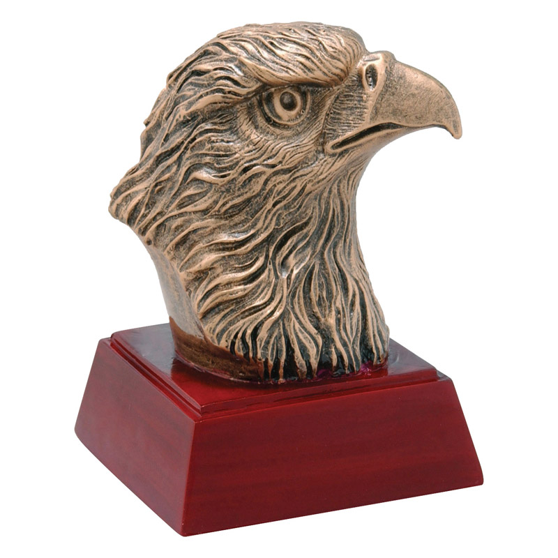 4" Eagle Head Resin Trophy with Rosewood Color Base